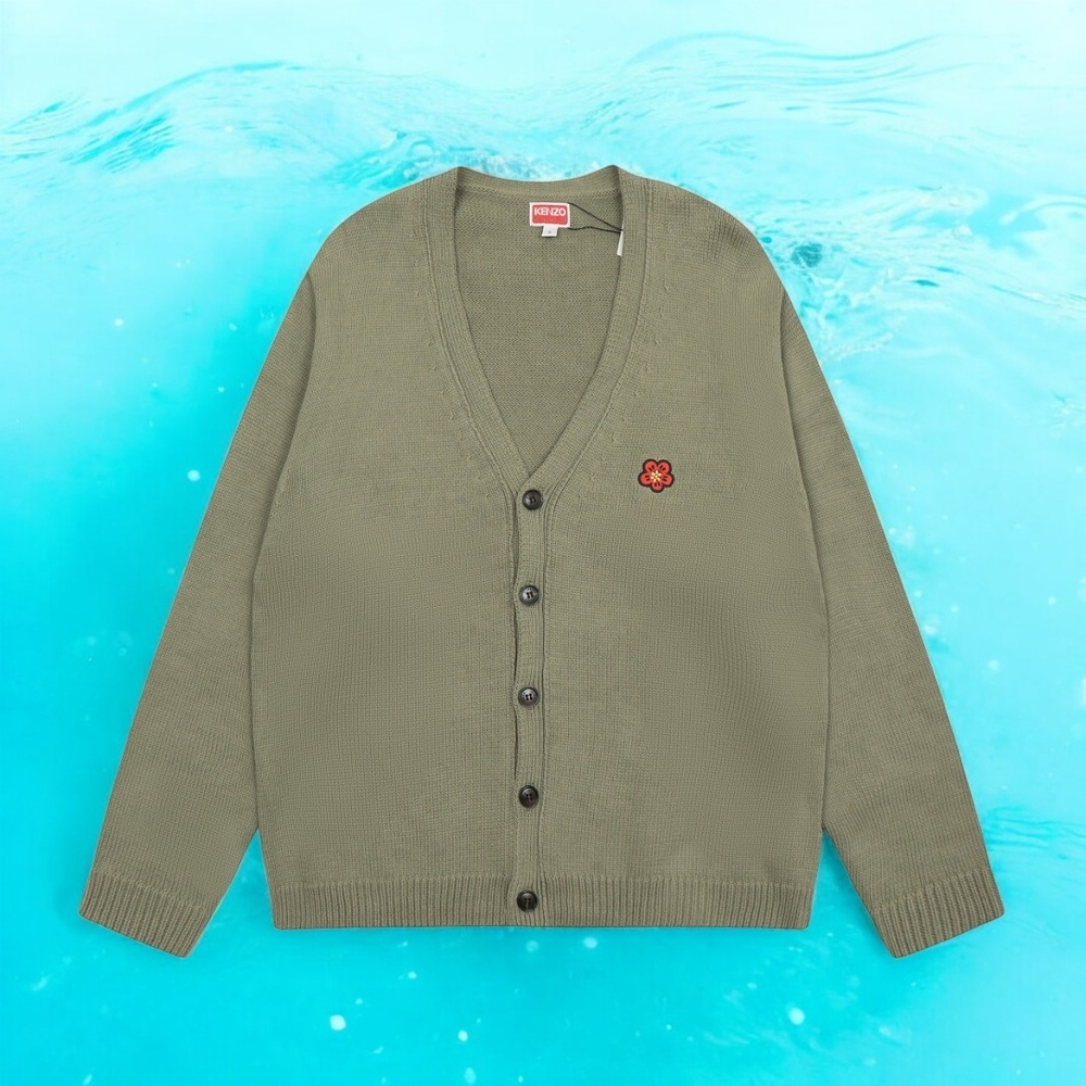 Kenzo Sage Green Button-Up Cardigan